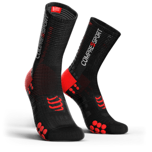 Meia de Compressão Compressport - Bike V3.0 - Preta / Vermelha