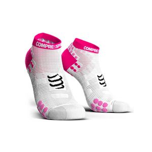 Meia Compressão Compressport Run Low V3.0 Branca / Rosa