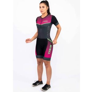 Macaquinho de Triathlon DX3 Feminino - Preto / Rosa