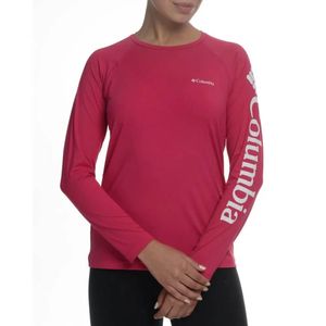 Camiseta Columbia Aurora Manga Longa Feminina - Vermelho